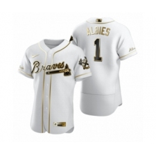 Men's Atlanta Braves #1 Ozzie Albies Nike White Authentic Golden Edition Jersey