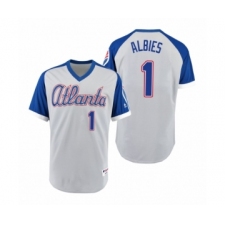 Men's Braves #1 Ozzie Albies Gray Royal 1979 Turn Back the Clock Authentic Jersey