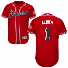 Men's Majestic Atlanta Braves #1 Ozzie Albies Red Alternate Flex Base Authentic Collection MLB Jersey