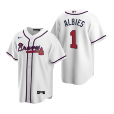 Men's Nike Atlanta Braves #1 Ozzie Albies White Home Stitched Baseball Jersey