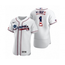 Men's Ozzie Albies #1 Atlanta Braves White 2020 Stars & Stripes 4th of July Jersey