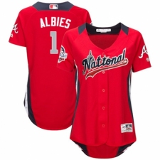 Women's Majestic Atlanta Braves #1 Ozzie Albies Game Red National League 2018 MLB All-Star MLB Jersey