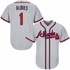 Youth Majestic Atlanta Braves #1 Ozzie Albies Authentic Grey Road Cool Base MLB Jersey