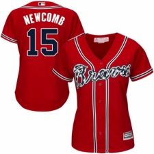 Women's Majestic Atlanta Braves #15 Sean Newcomb Authentic Red Alternate Cool Base MLB Jersey