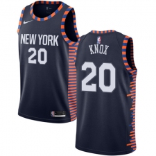 Men's Nike New York Knicks #20 Kevin Knox Swingman Navy Blue NBA Jersey - 2018 19 City Edition