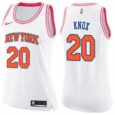 Women's Nike New York Knicks #20 Kevin Knox Swingman White/Pink Fashion NBA Jersey