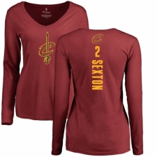 NBA Women's Nike Cleveland Cavaliers #2 Collin Sexton Maroon Backer Long Sleeve T-Shirt