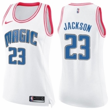 Women's Nike Orlando Magic #23 Justin Jackson Swingman White/Pink Fashion NBA Jersey