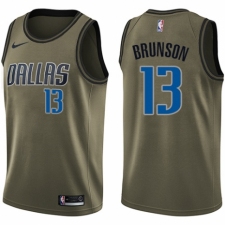 Youth Nike Dallas Mavericks #13 Jalen Brunson Swingman Green Salute to Service NBA Jersey