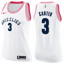 Women's Nike Memphis Grizzlies #3 Jevon Carter Swingman White/Pink Fashion NBA Jersey