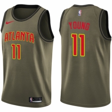 Youth Nike Atlanta Hawks #11 Trae Young Swingman Green Salute to Service NBA Jersey