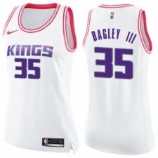 Women's Nike Sacramento Kings #35 Marvin Bagley III Swingman White/Pink Fashion NBA Jersey