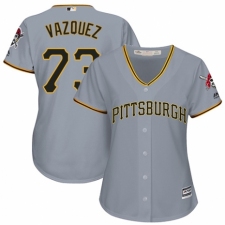 Women's Majestic Pittsburgh Pirates #73 Felipe Vazquez Replica Grey Road Cool Base MLB Jersey