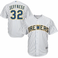 Youth Majestic Milwaukee Brewers #32 Jeremy Jeffress Replica White Home Cool Base MLB Jersey