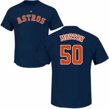 MLB Nike Houston Astros #50 Charlie Morton Navy Blue Name & Number T-Shirt
