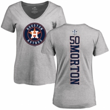 MLB Women's Nike Houston Astros #50 Charlie Morton Ash Backer T-Shirt