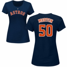 MLB Women's Nike Houston Astros #50 Charlie Morton Navy Blue Name & Number T-Shirt