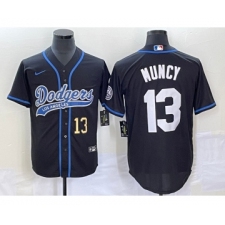 Men's Los Angeles Dodgers #13 Max Muncy Number Black Cool Base Stitched Baseball Jersey