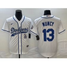 Men's Los Angeles Dodgers #13 Max Muncy White Cool Base Stitched Baseball Jersey