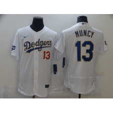 Men's Nike Los Angeles Dodgers #13 Max Muncy White Elite Series Champions Authentic Jersey