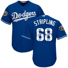 Men's Majestic Los Angeles Dodgers #68 Ross Stripling Authentic Royal Blue Team Logo Fashion Cool Base 2018 World Series MLB Jersey