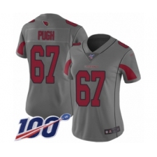 Women's Arizona Cardinals #67 Justin Pugh Limited Silver Inverted Legend 100th Season Football Jersey