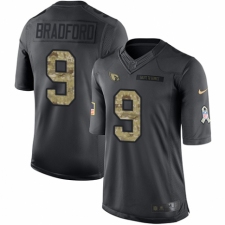 Men's Nike Arizona Cardinals #9 Sam Bradford Limited Black 2016 Salute to Service NFL Jersey