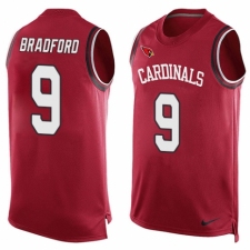 Men's Nike Arizona Cardinals #9 Sam Bradford Limited Red Player Name & Number Tank Top NFL Jersey