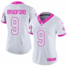 Women's Nike Arizona Cardinals #9 Sam Bradford Limited White/Pink Rush Fashion NFL Jersey