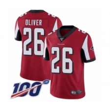 Men's Atlanta Falcons #26 Isaiah Oliver Red Team Color Vapor Untouchable Limited Player 100th Season Football Jersey
