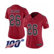 Women's Atlanta Falcons #26 Isaiah Oliver Limited Red Rush Vapor Untouchable 100th Season Football Jersey