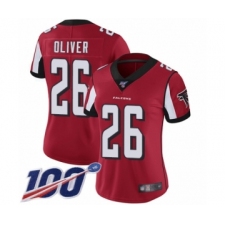 Women's Atlanta Falcons #26 Isaiah Oliver Red Team Color Vapor Untouchable Limited Player 100th Season Football Jersey
