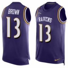 Men's Nike Baltimore Ravens #13 John Brown Elite Purple Player Name & Number Tank Top NFL Jersey