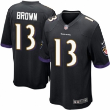 Men's Nike Baltimore Ravens #13 John Brown Game Black Alternate NFL Jersey