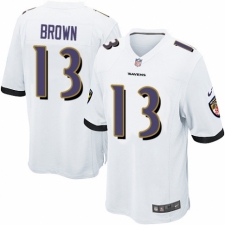 Men's Nike Baltimore Ravens #13 John Brown Game White NFL Jersey
