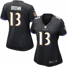 Women's Nike Baltimore Ravens #13 John Brown Game Black Alternate NFL Jersey