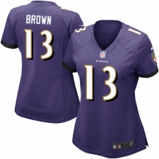 Women's Nike Baltimore Ravens #13 John Brown Game Purple Team Color NFL Jersey
