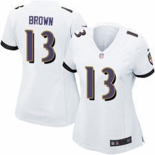Women's Nike Baltimore Ravens #13 John Brown Game White NFL Jersey