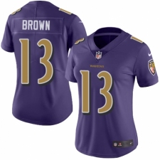 Women's Nike Baltimore Ravens #13 John Brown Limited Purple Rush Vapor Untouchable NFL Jersey