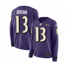 Women's Nike Baltimore Ravens #13 John Brown Limited Purple Therma Long Sleeve NFL Jersey