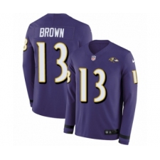 Youth Nike Baltimore Ravens #13 John Brown Limited Purple Therma Long Sleeve NFL Jersey