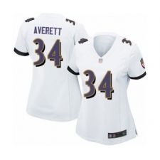 Women's Baltimore Ravens #34 Anthony Averett Game White Football Jersey