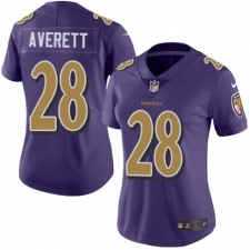 Women's Nike Baltimore Ravens #28 Anthony Averett Limited Purple Rush Vapor Untouchable NFL Jersey