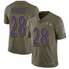 Youth Nike Baltimore Ravens #28 Anthony Averett Limited Olive 2017 Salute to Service NFL Jersey