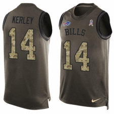 Men's Nike Buffalo Bills #14 Jeremy Kerley Limited Green Salute to Service Tank Top NFL Jersey