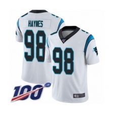 Men's Carolina Panthers #98 Marquis Haynes White Vapor Untouchable Limited Player 100th Season Football Jersey