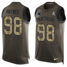 Men's Nike Carolina Panthers #98 Marquis Haynes Limited Green Salute to Service Tank Top NFL Jersey
