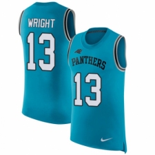 Men's Nike Carolina Panthers #13 Jarius Wright Blue Rush Player Name & Number Tank Top NFL Jersey