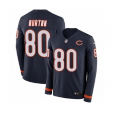 Men's Nike Chicago Bears #80 Trey Burton Limited Navy Blue Therma Long Sleeve NFL Jersey