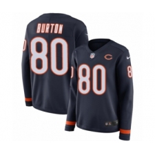 Women's Nike Chicago Bears #80 Trey Burton Limited Navy Blue Therma Long Sleeve NFL Jersey